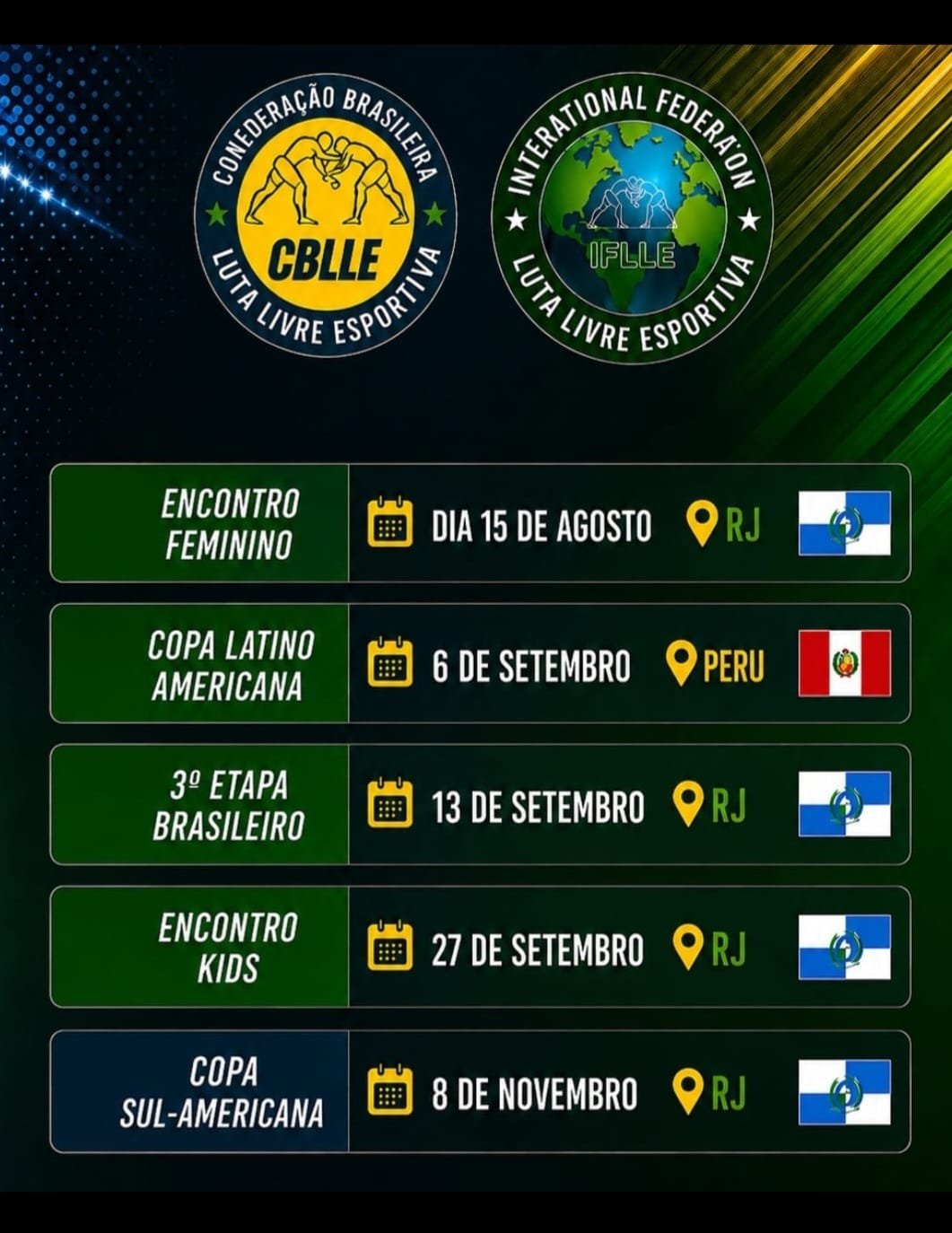 Calendário de Eventos Luta Livre Esportiva